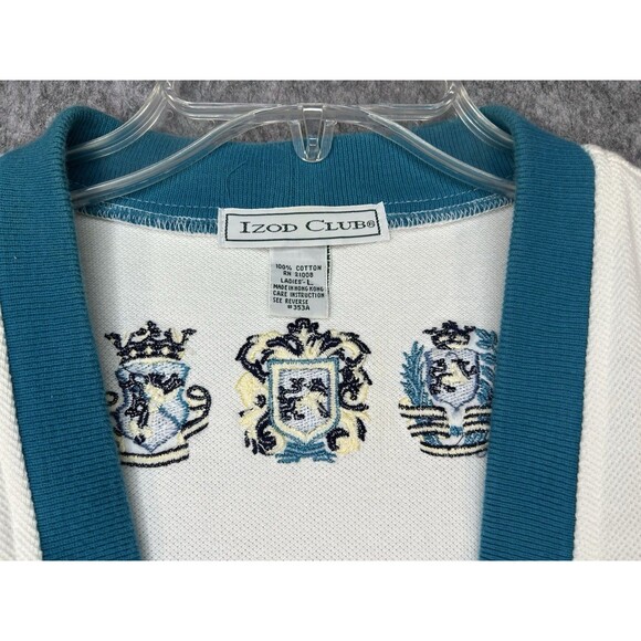 Vintage Izod Club Womens White Vest Golf Size L Embroidered Casual Classic Retro - Picture 3 of 9